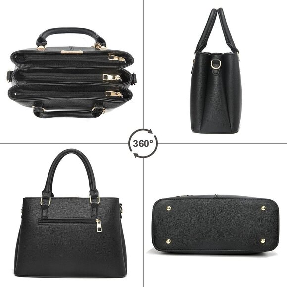 Purse and Handbags for Women, 3 Zip Compartments Tote Bag Designer Shoulder Purs - Picture 4 of 7